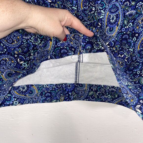 Talbots Blue Paisley Corduroy Skirt Size 12 Cotton Stretch Classic Print Mod - Picture 3 of 9